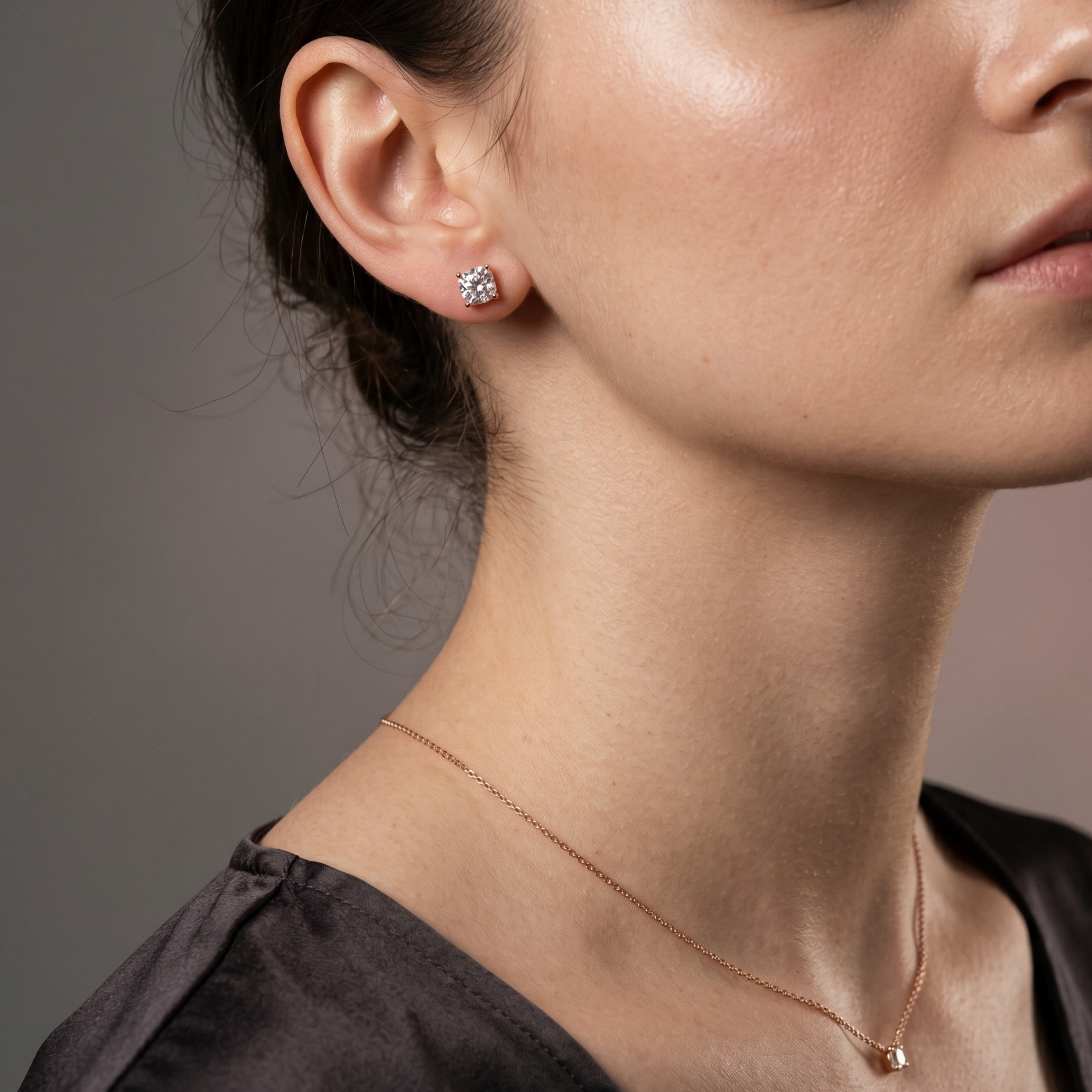 Adele - Cushion Lab-Grown Diamond Stud Earrings in Gold
