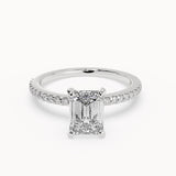 Andy - Delicate Micropavé Lab Grown Diamond Engagement Ring - Emerald