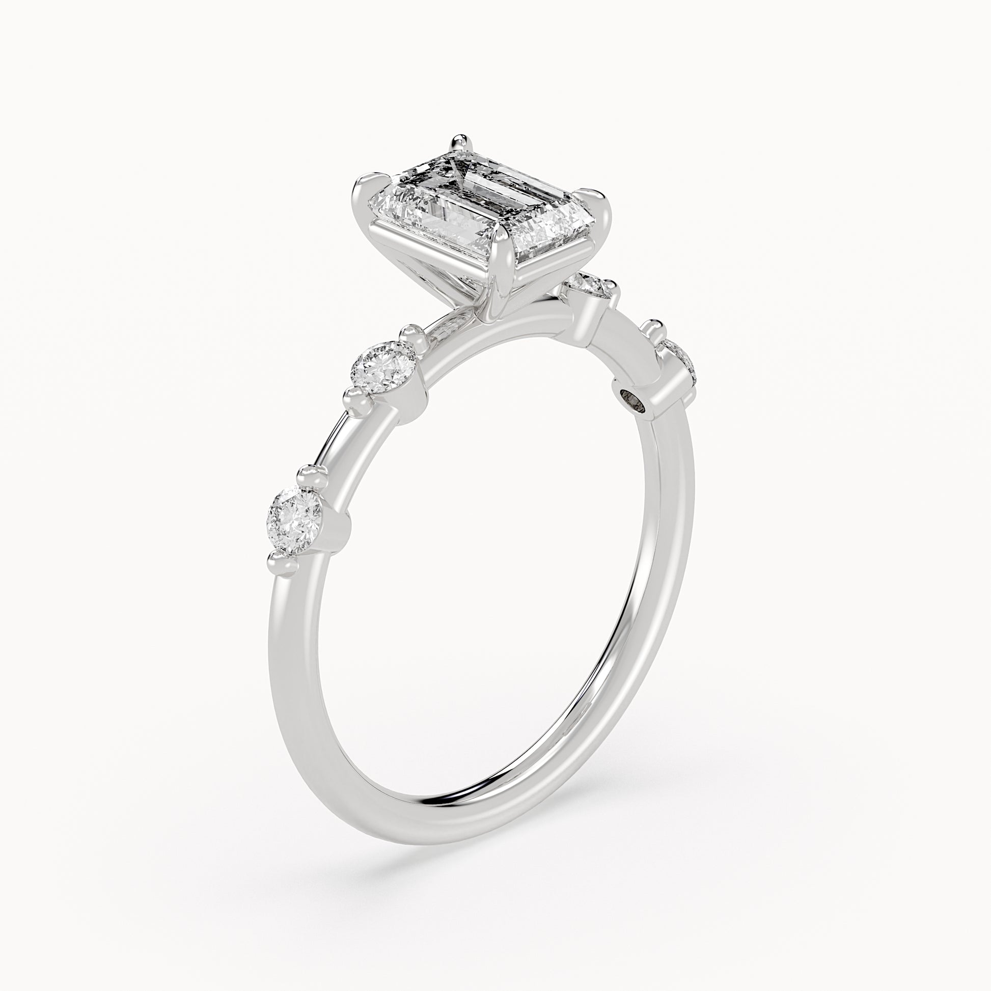 Aria - White Gold - aria-WG-emerald-angle