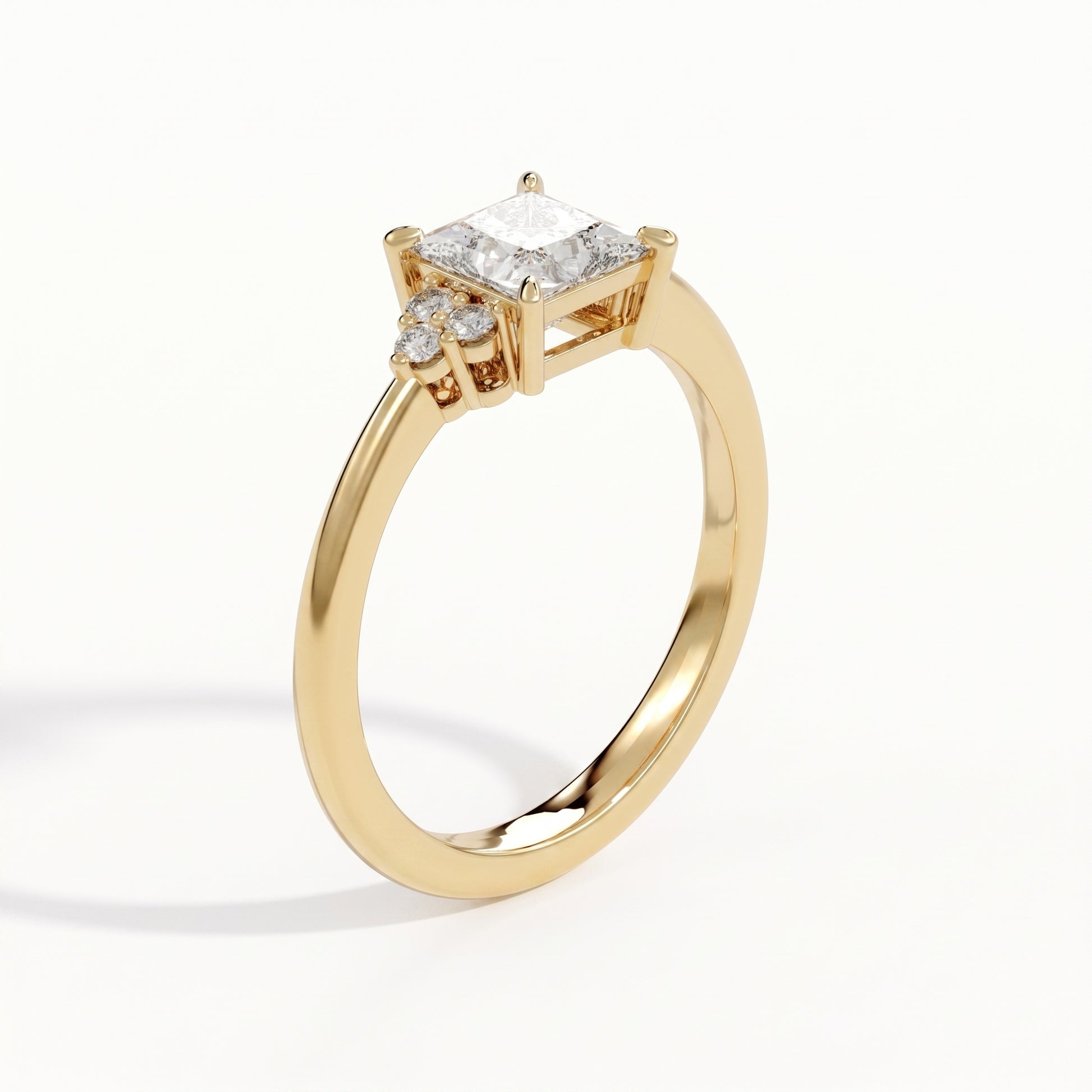 Daisy - Yellow Gold - daisy-YG-princess-angle