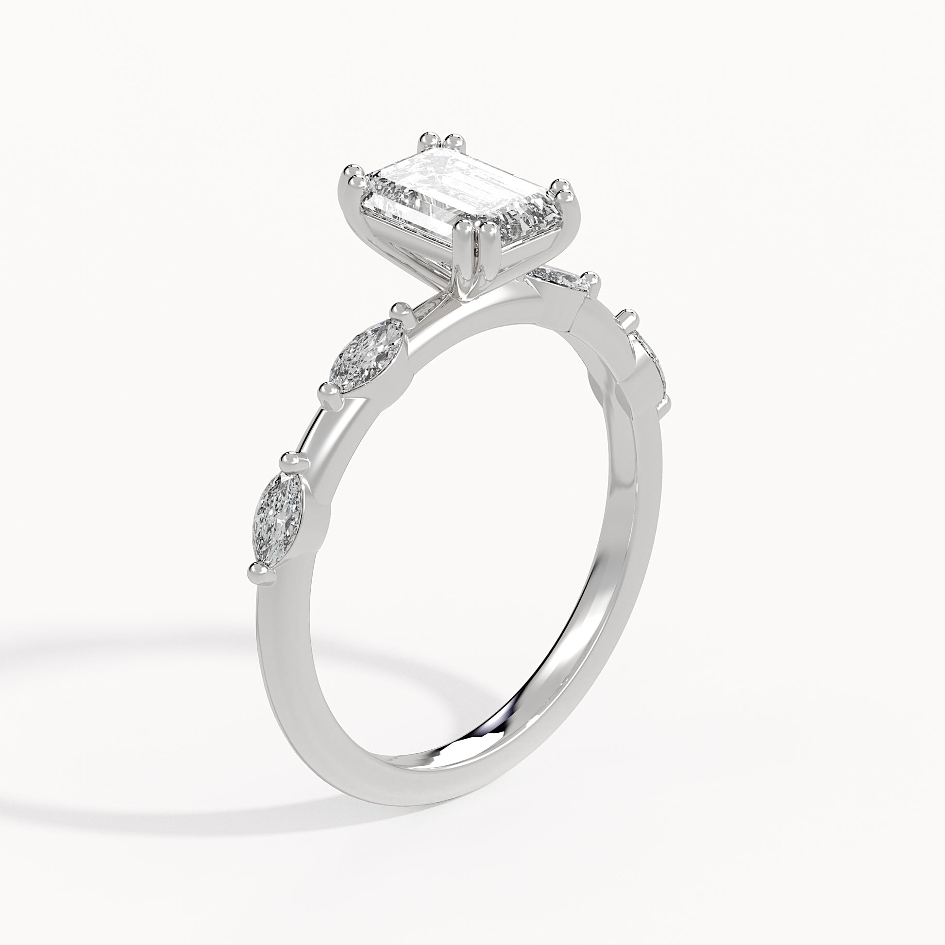 Emily - White Gold - emily-WG-emerald-angle