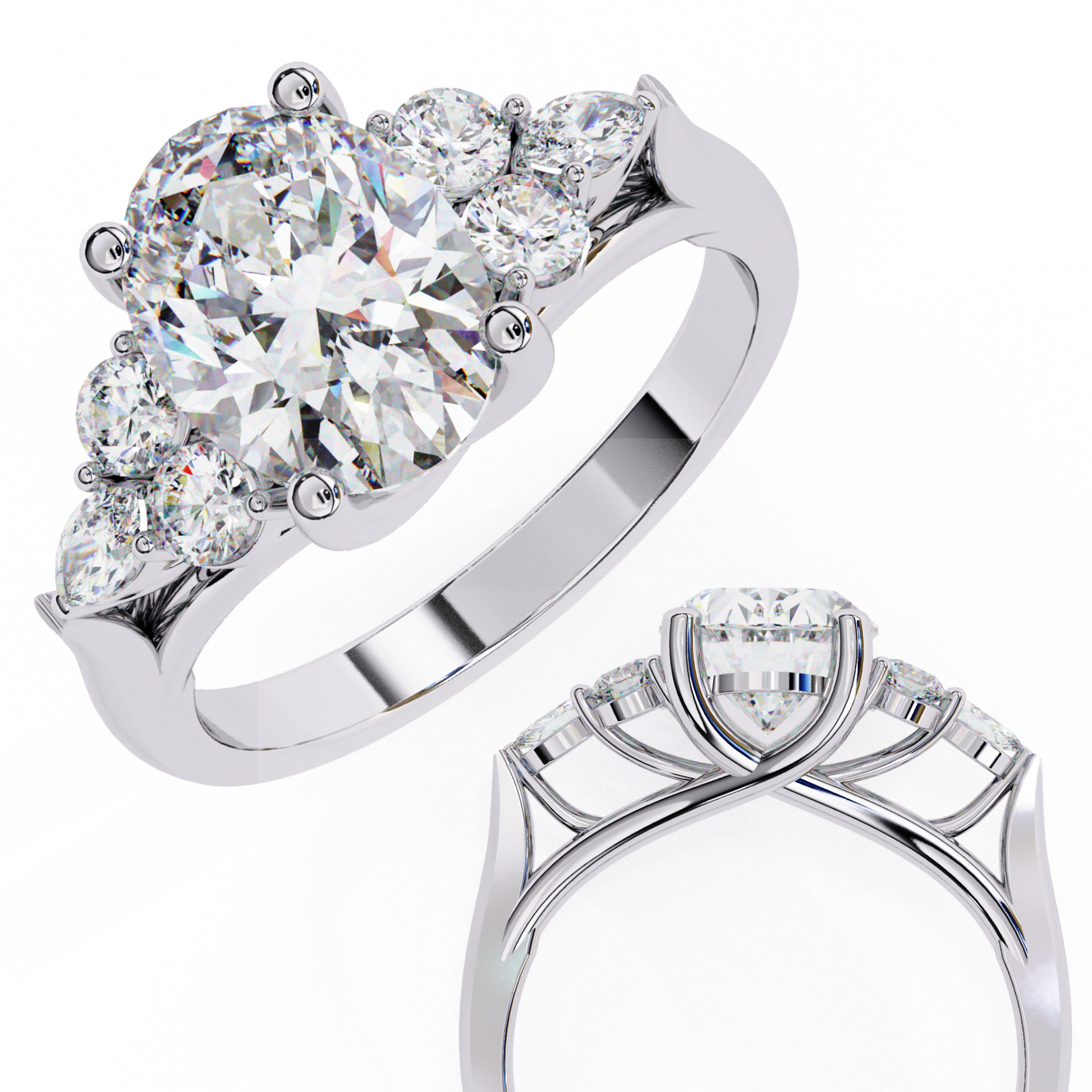 Iris - White Gold - oval-angle