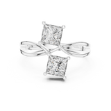 Juliet - Modern Two-Stone Twisted Bypass Lab Grown Diamond Engagement Ring