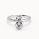 Olivia - Delicate Micropavé Hidden Halo Lab Grown Diamond Engagement Ring - Marquise