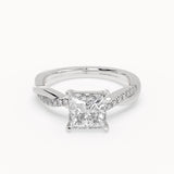 Riley - Delicate Micropavé Lab Grown Diamond Engagement Ring - Princess
